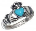 Small Claddagh Ring Turquoise Heart