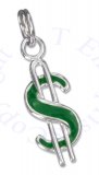 Small Green Enameled Dollar Sign Symbol Charm