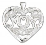 MOM With Flowers Inside Of Heart Pendant