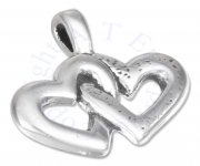 Smooth Etched Double Hearts Pendant