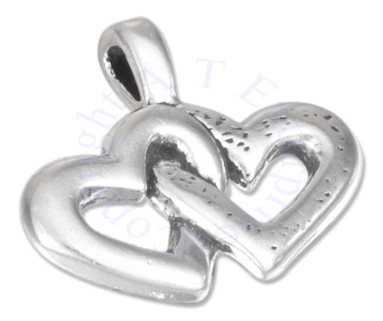 Smooth Etched Double Hearts Pendant - Click Image to Close