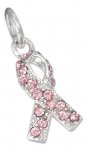 Pink Crystal Breast Cancer Awareness Ribbon Charm