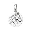 Sterling Silver Small Round Stallion And Mare Horse Head Charm