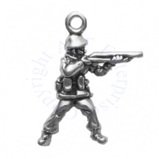 3D Military Soldier Shooting Gun Charm - Click Image to Close