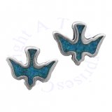Southwest Inlaid Blue Turquoise Chips Flying Bird Post Earrings