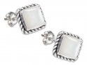 Square Roped Edge Mother Of Pearl Post Earrings