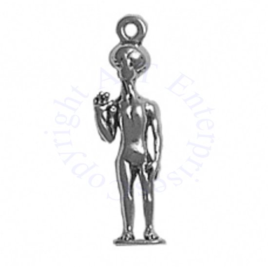 Sterling Silver 3D Standing Alien Charm - Click Image to Close
