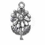 Flat Standing Flower With Stem And Two Leaves Charm