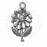 Flat Standing Flower With Stem And Two Leaves Charm
