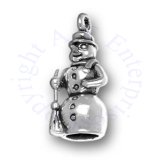 3D Snowman With Broom Scarf And Top Hat Charm