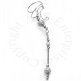Right Only Pierceless Long Dangle Starbust Beads Ear Cuff