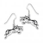 Steeplechase Rider On Jumping Horse Dangle Earrings On French Wires