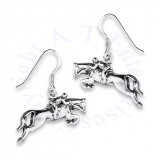 Steeplechase Rider On Jumping Horse Dangle Earrings On French Wires