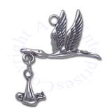 3D Flying Stork Carrying Moveable Baby Charm