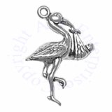 Stork With Baby 3D Charm