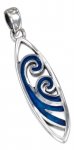 Surfboard With Synthetic Paua Shell Wave Design Pendant