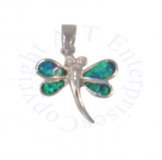 Blue Opal And Clear Cubic Zirconia Small Dragonfly Pendant