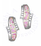Imitation Pink Opal Curved Bar Post Earrings
