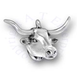 3D Texas Longhorn Cattle Cow Head Charm