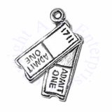 Sterling Silver 3D Admit One Theater Show Tickets Charm