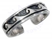 Sterling Silver Men's Thin Band Ocean Waves Toe Ring