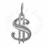 Sterling Silver Flat Thin Dollar Sign Symbol Charm