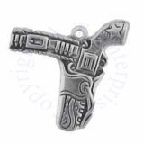 Thin Flat Wild West Cowboys Decorated Gun In Holster Charm