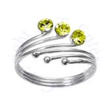 Three Ball With Light Green Cubic Zirconia Adjustable Bypass Toe Ring