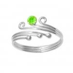 Three Ball One Yellow Green Cubic Zirconia Adjustable Bypass Toe Ring