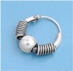 10mm (13/32") Tight Wrap Wire Ball Charm Tubular Endless Hoop Earrings