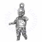 3D Walking Toddler Boy In Coveralls Charm