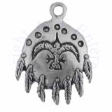 3D Native American Indian Tribal Shield With Feathers Charm