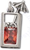 3D Tropical Red Cubic Zirconia Beverage With Umbrella Charm