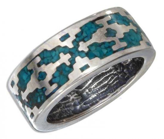 Unisex Turquoise Aztec Ring - Click Image to Close