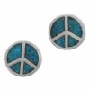 Southwest Inlaid Blue Turquoise Chips Peace Sign Symbol Post Earrings