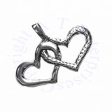 Two Hearts Linked Charm With Smooth And Textured Surfaces