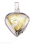 Two Tone Etched Heart Locket Pendant