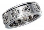 Unisex 7mm Wide Band Celtic Symbol Spinner Ring