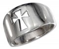 Unisex Cut Out Christian Religious Cross Ring Tapered Band