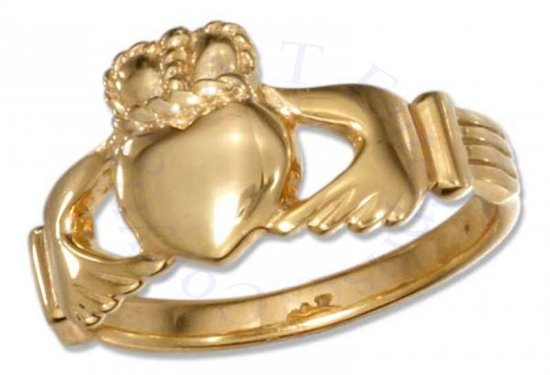 Unisex Gold Vermeil Claddagh Ring - Click Image to Close