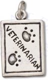 Two Sided Veterinarian Occupational Badge Charm With Paw Prints