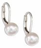 White Freshwater Pearl Button Leverback Earrings