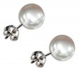 5.5mm Diameter Round White Freshwater Pearl Button Post Earrings