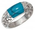 Wide Turquoise Inlay Open Scrolled Ring
