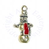 3D Snowman Charm With Top Hat And Red Or Green Scarf