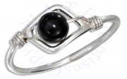Wire Ring Black Onyx Beads