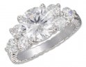 Cubic Zirconia Ring Side Cubic Zirconia Textured Band