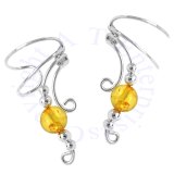 Yellow Amber Bead Wave Ear Cuff Wrap Set