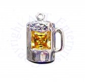 Sterling Silver Yellow Cubic Zirconia Mug of Beer Charm