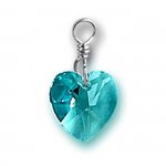 Zircon Topaz Blue December Crystal Heart Birthstone Charm